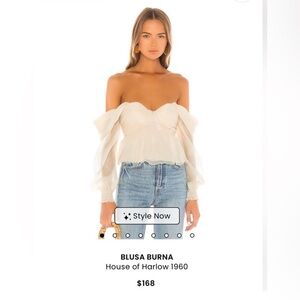 NWT House of Harlow 1960 Women's Pink and Cream Blouse (large)